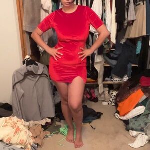 Red Velvet Mini Dress